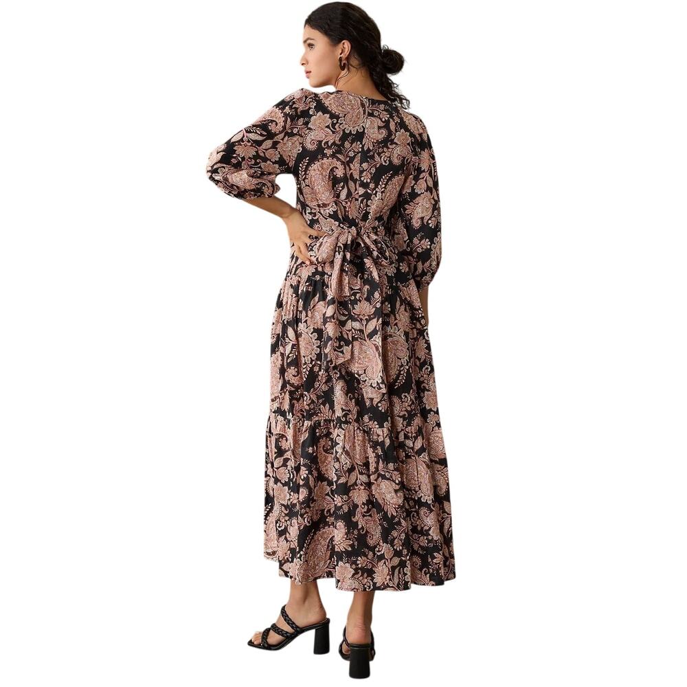NWT❤️Anthro KIVARI V-Neck Puff-Sleeve Linen Dress sz6 - Picture 6 of 11